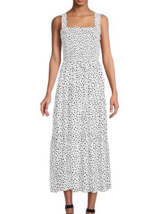 Beachlunchlounge White And Black Polka Dot Maxi Dress Size Small